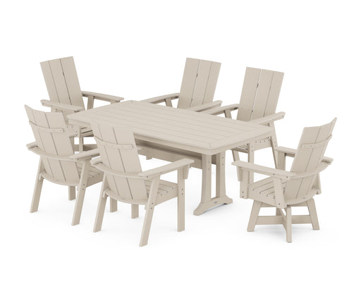 POLYWOOD Modern Adirondack 7-Piece Dining Set with Trestle Legs in Sand image