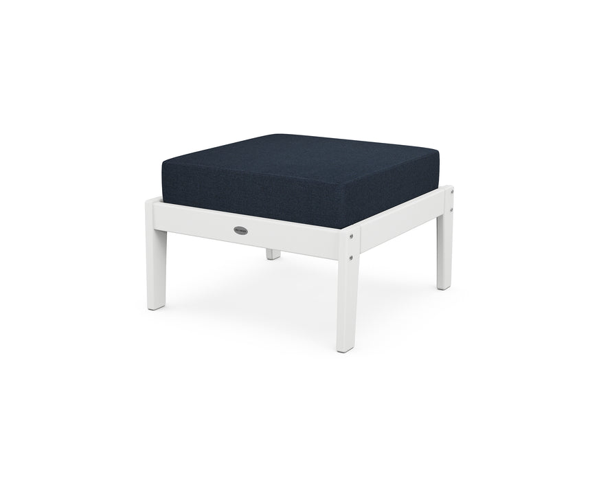 POLYWOOD Lakeside Deep Seating Ottoman in White / Marine Indigo image