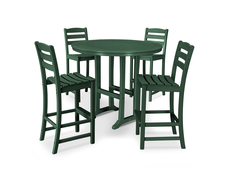 POLYWOOD La Casa Cafe 5-Piece Side Chair Bar Dining Set in Green image