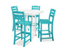 POLYWOOD La Casa Cafe 5-Piece Farmhouse Trestle Bar Set in Aruba / White image