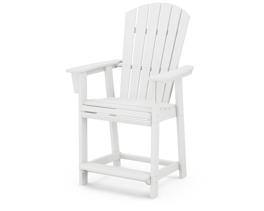 POLYWOOD Nautical Curveback Adirondack Counter Chair in White