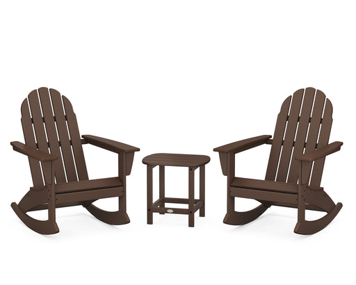 POLYWOOD Vineyard 3-Piece Adirondack Rocking Chair Set with South Beach 18" Side Table in Mahogany image