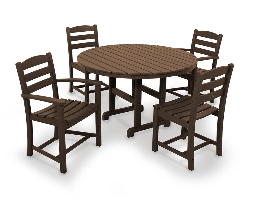 POLYWOOD La Casa Cafe 5-Piece Round Farmhouse Dining Set in Mahogany