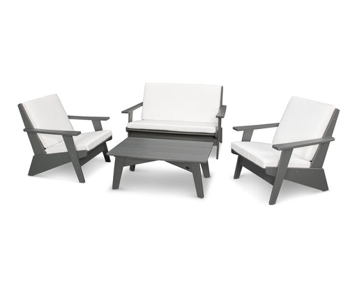 POLYWOOD Riviera Modern Lounge 4-Piece Set in Slate Grey / Natural image