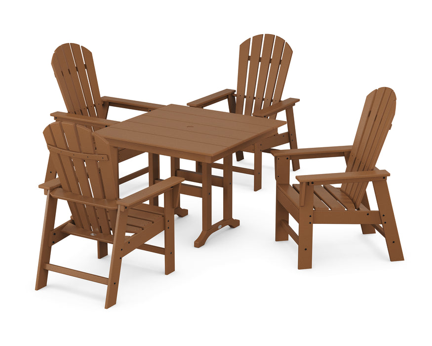 POLYWOOD South Beach 5-Piece Farmhouse Dining Set in Teak