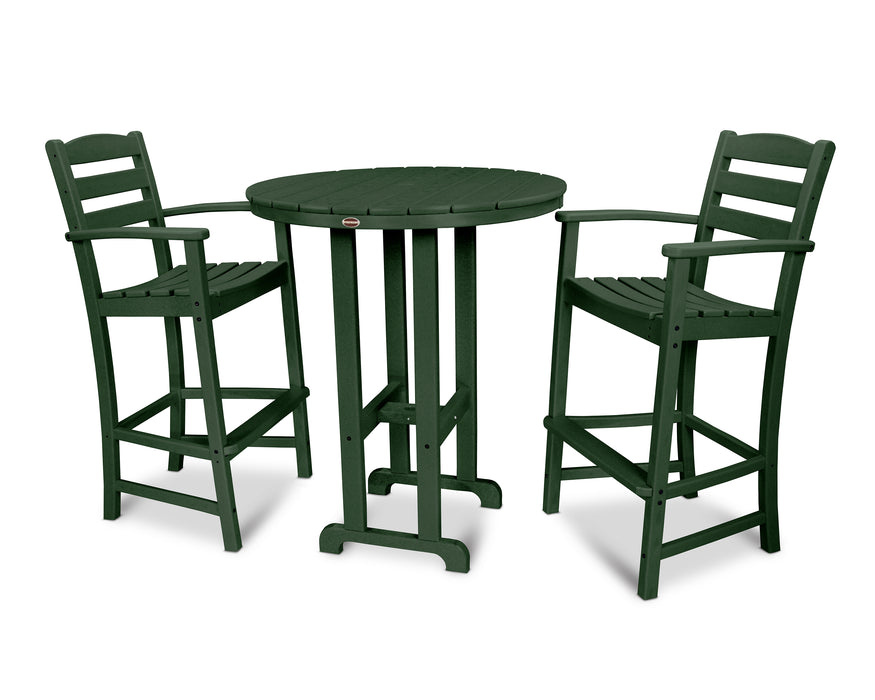 POLYWOOD La Casa Cafe 3-Piece Round Farmhouse Bar Set in Green