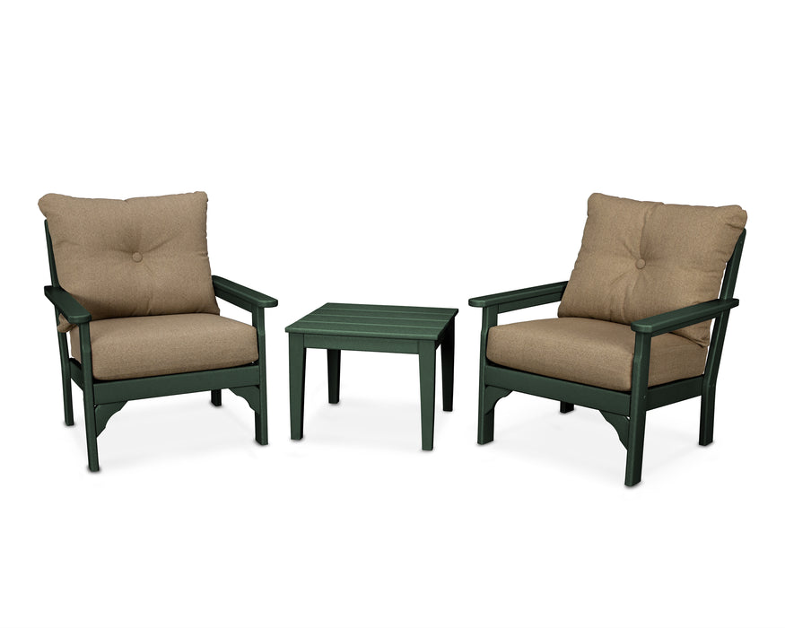 POLYWOOD Vineyard 3-Piece Deep Seating Set in Green / Sesame