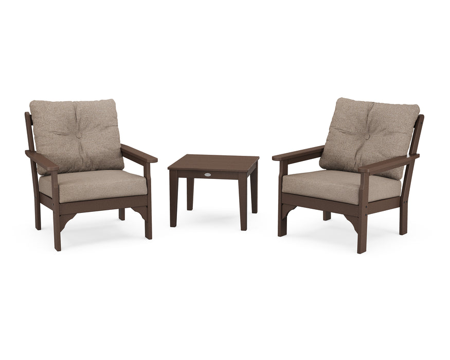 POLYWOOD Vineyard 3-Piece Deep Seating Set in Mahogany / Spiced Burlap