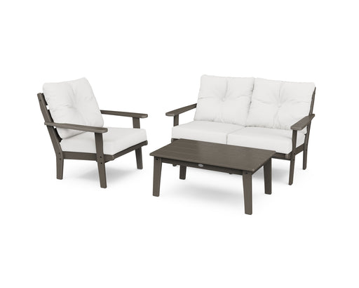 POLYWOOD Lakeside 3-Piece Deep Seating Set in Vintage Coffee / Natural Linen image