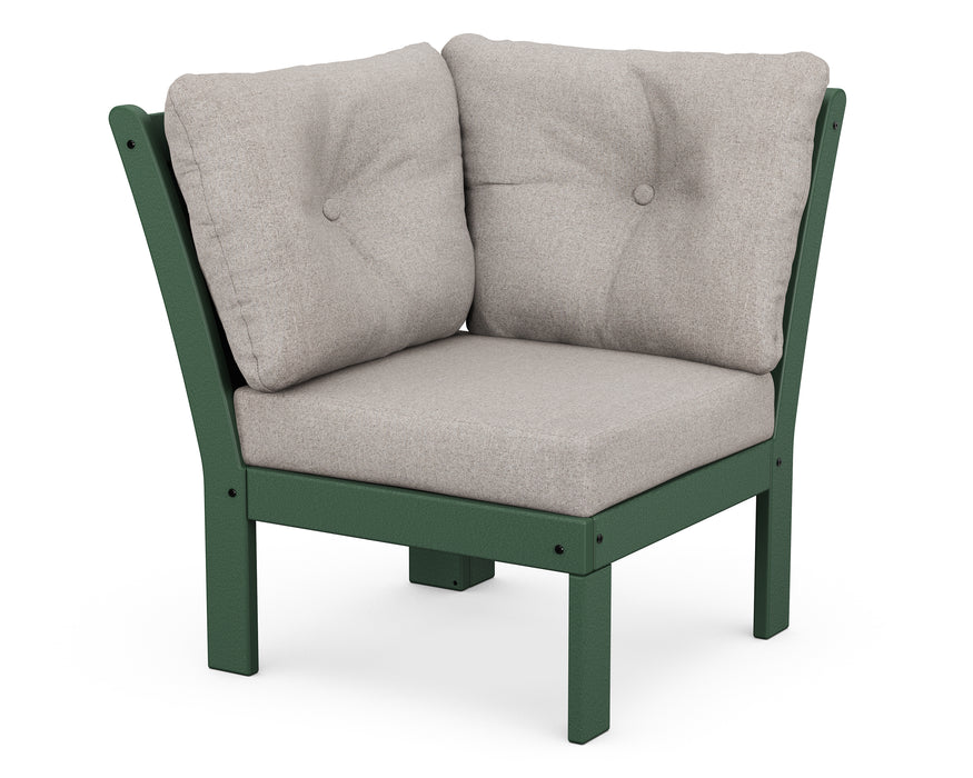 POLYWOOD Vineyard Modular Corner Chair in Green / Weathered Tweed