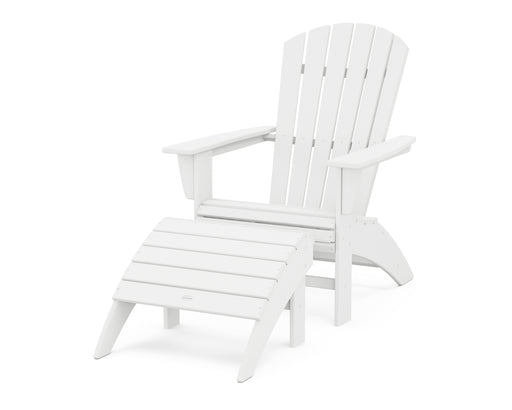 POLYWOOD Nautical Curveback Adirondack Chair 2-Piece Set with Ottoman in White image