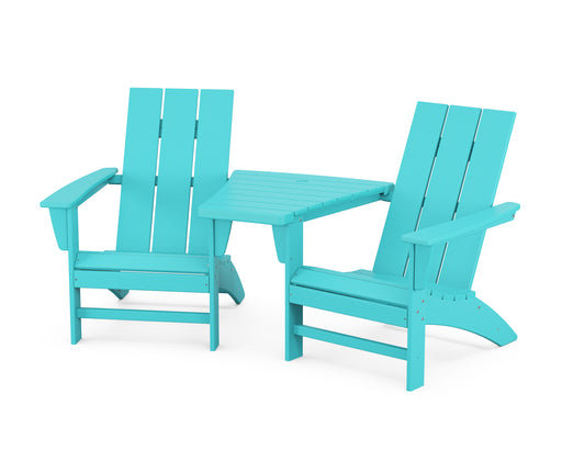 POLYWOOD Modern 3-Piece Adirondack Set with Angled Connecting Table in Aruba image