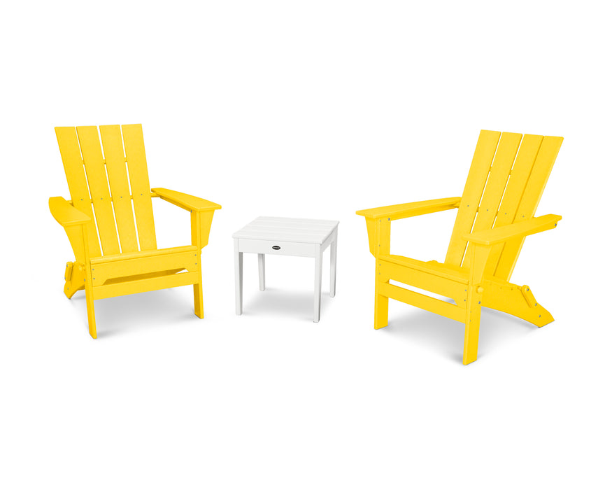 POLYWOOD Quattro 3-Piece Adirondack Set in Lemon / White image