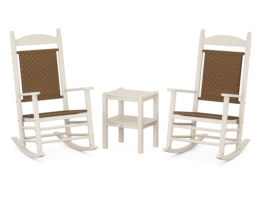 POLYWOOD Jefferson 3-Piece Woven Rocker Set in Sand / Tigerwood image