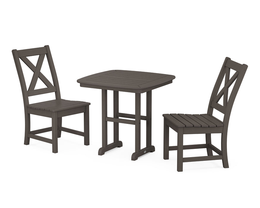 POLYWOOD Braxton Side Chair 3-Piece Dining Set in Vintage Coffee