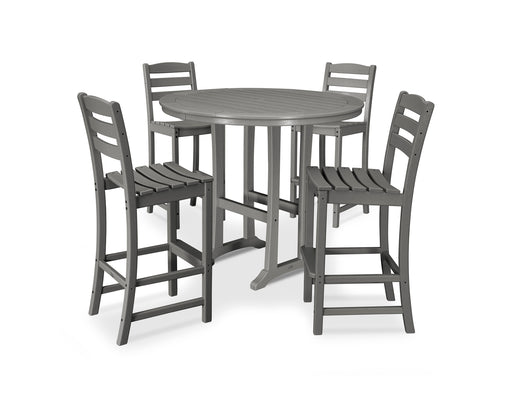 POLYWOOD La Casa Cafe 5-Piece Side Chair Bar Dining Set in Slate Grey image