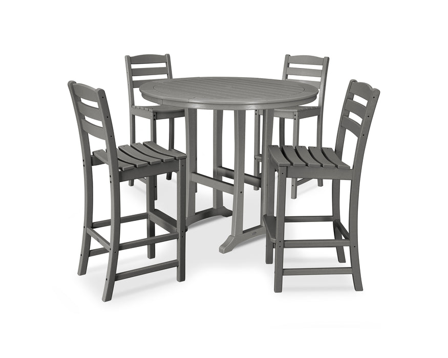 POLYWOOD La Casa Cafe 5-Piece Side Chair Bar Dining Set in Slate Grey image