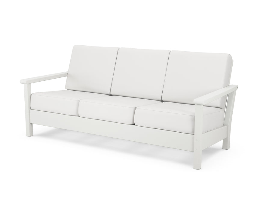 POLYWOOD Harbour Deep Seating Sofa in Vintage White / Natural Linen image