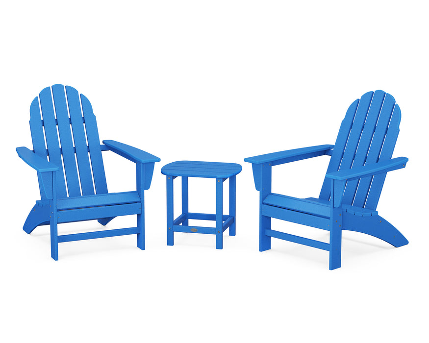 POLYWOOD Vineyard 3-Piece Adirondack Set with South Beach 18" Side Table in Pacific Blue image