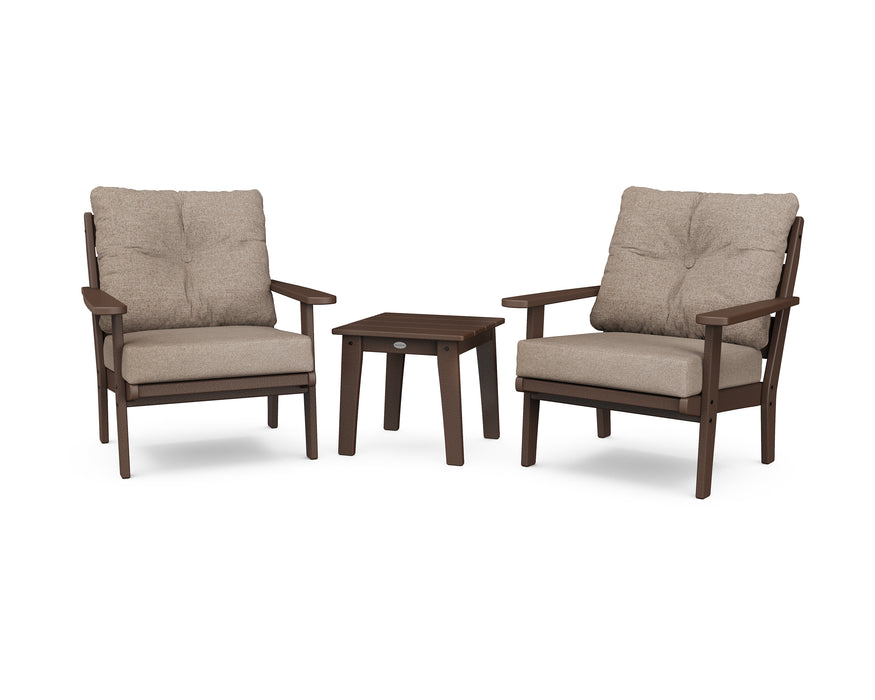 POLYWOOD Lakeside 3-Piece Deep Seating Chair Set in Mahogany / Spiced Burlap