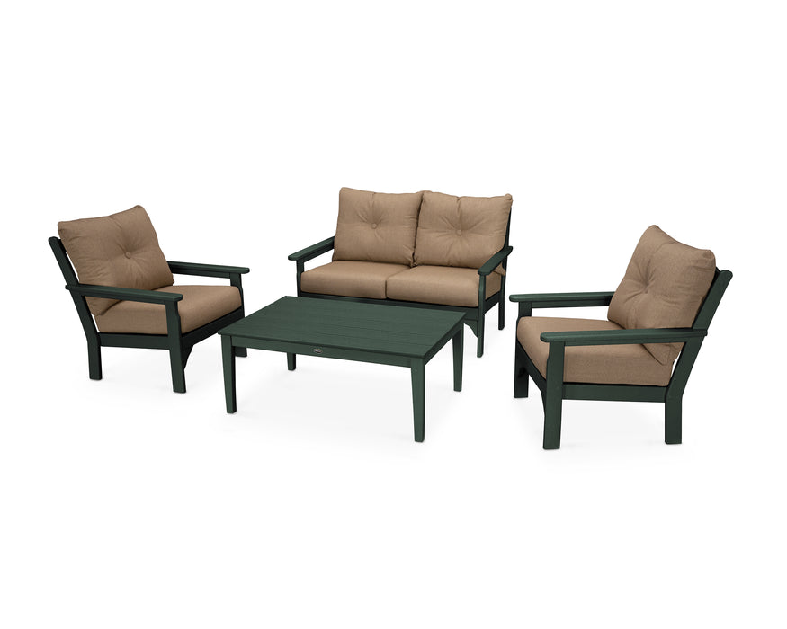 POLYWOOD Vineyard 4-Piece Deep Seating Set in Green / Sesame