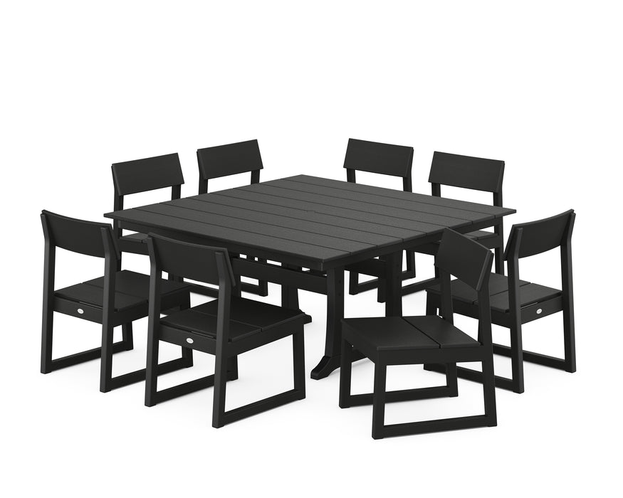 POLYWOOD EDGE Side Chair 9-Piece Dining Set with Trestle Legs in Black image