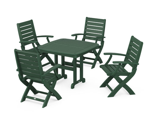 POLYWOOD Signature Folding Chair 5-Piece Dining Set in Green image