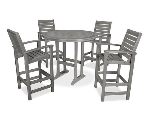 POLYWOOD 5 Piece Signature Bar Dining Set in Slate Grey image