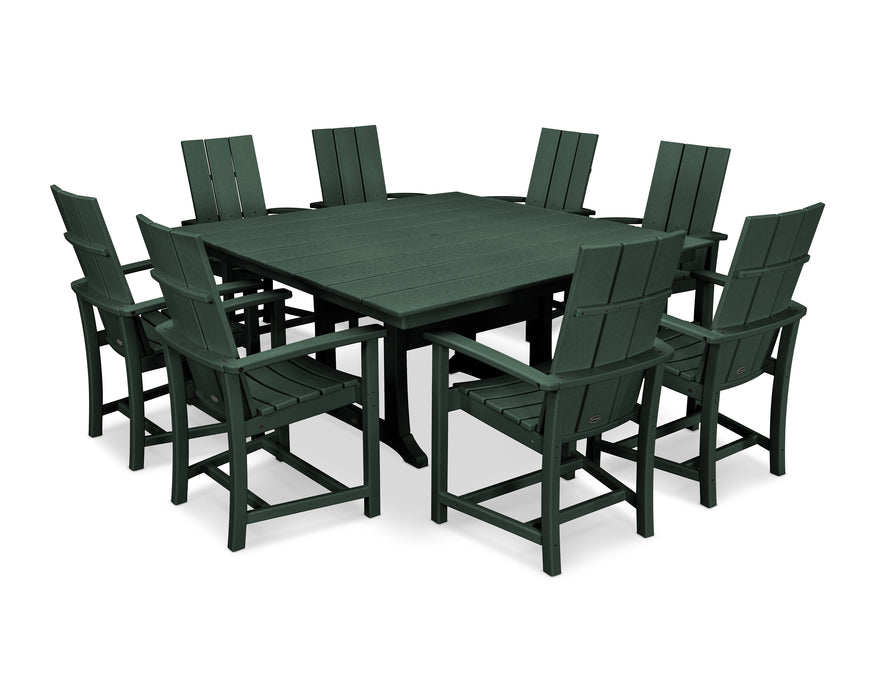 POLYWOOD Modern Adirondack 9-Piece Farmhouse Trestle Dining Set in Green