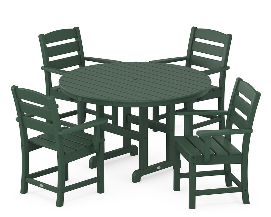 POLYWOOD Lakeside 5-Piece Round Farmhouse Dining Set in Green