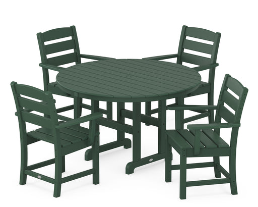 POLYWOOD Lakeside 5-Piece Round Farmhouse Dining Set in Green image