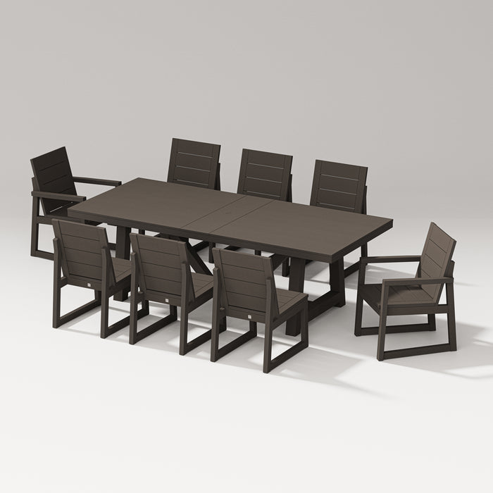 PW Designer Series Elevate 9-Piece A- Frame Table Dining Set in Vintage Coffee