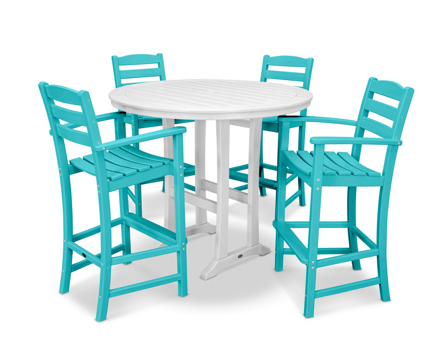 POLYWOOD La Casa Cafe 5-Piece Bar Dining Set in Aruba / White image