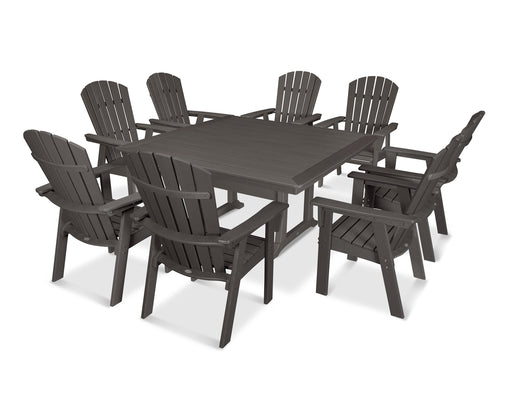 POLYWOOD Nautical Adirondack 9-Piece Trestle Dining Set in Vintage Coffee image