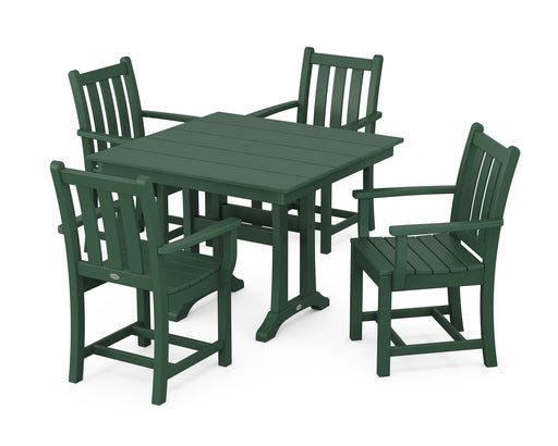 POLYWOOD Traditional Garden 5-Piece Farmhouse Dining Set With Trestle Legs in Green image