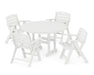 POLYWOOD Nautical Lowback Chair 5-Piece Round Farmhouse Dining Set in White image