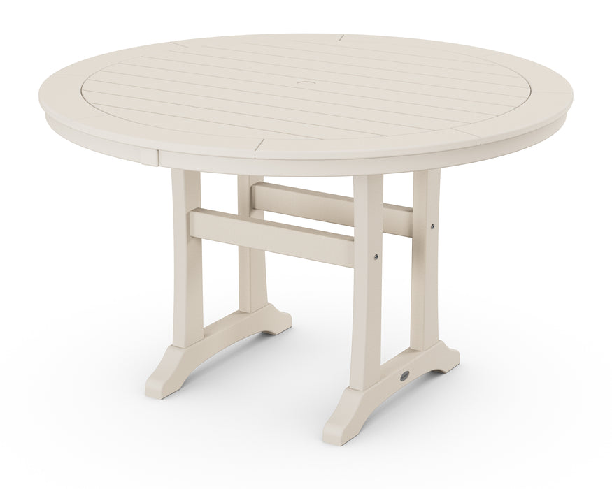 POLYWOOD Nautical Trestle 48" Round Dining Table in Sand image