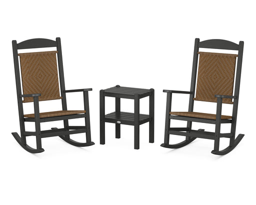 POLYWOOD Presidential Woven Rocker 3-Piece Set in Black / Tigerwood image