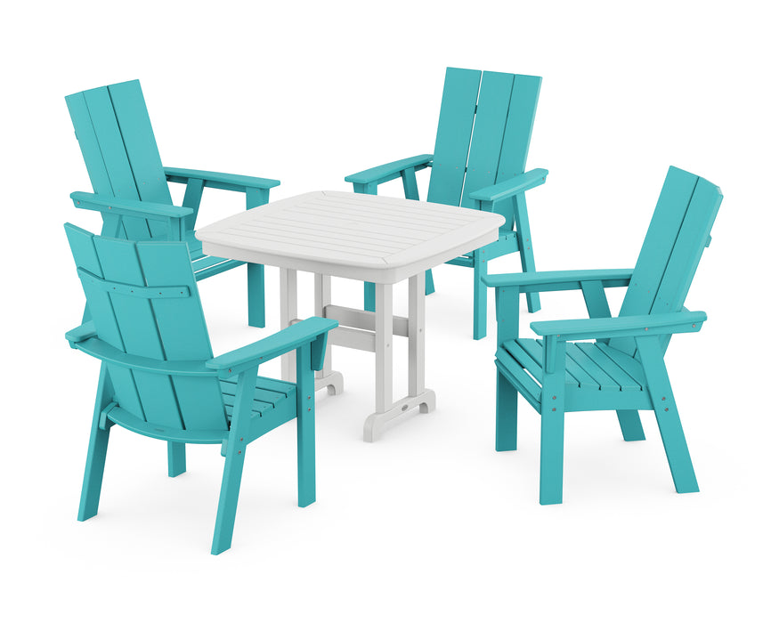 POLYWOOD Modern Curveback Adirondack 5-Piece Dining Set in Aruba