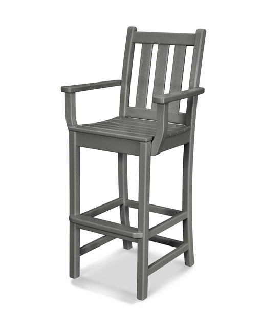 POLYWOOD Traditional Garden Bar Arm Chair in Slate Grey image