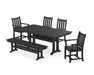 POLYWOOD Traditional Garden 6-Piece Farmhouse Dining Set with Trestle Legs and Bench in Black image