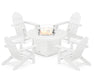 POLYWOOD Classic Adirondack 5-Piece Conversation Set with Fire Pit Table in White image