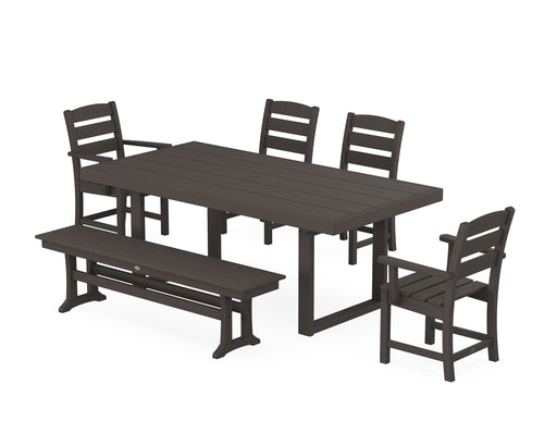 POLYWOOD Lakeside 6-Piece Dining Set with Bench in Vintage Coffee image