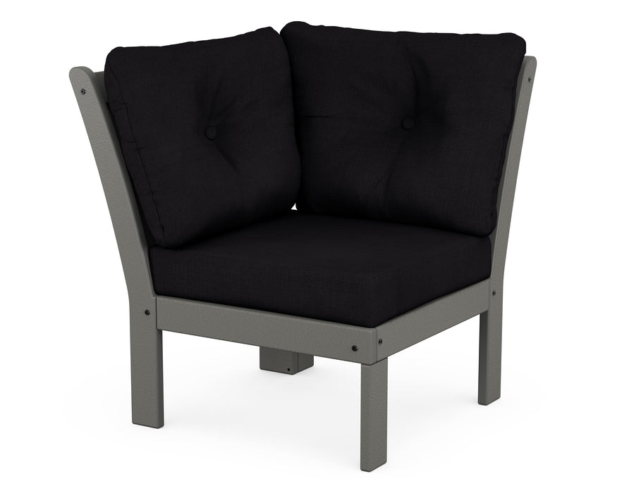 POLYWOOD Vineyard Modular Corner Chair in Slate Grey / Midnight Linen