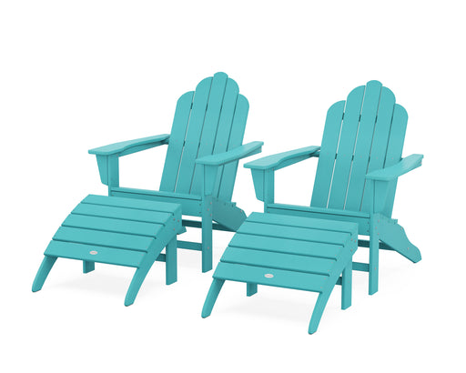 POLYWOOD Long Island Adirondack Chair 4-Piece Set with Ottomans in Aruba image