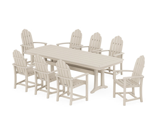 POLYWOOD Classic Adirondack 9-Piece Dining Set with Trestle Legs in Sand image