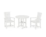 POLYWOOD Quattro 3-Piece Round Farmhouse Dining Set in White image