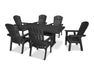 POLYWOOD Nautical Curveback Adirondack 7-Piece Dining Set with Trestle Legs in Black image