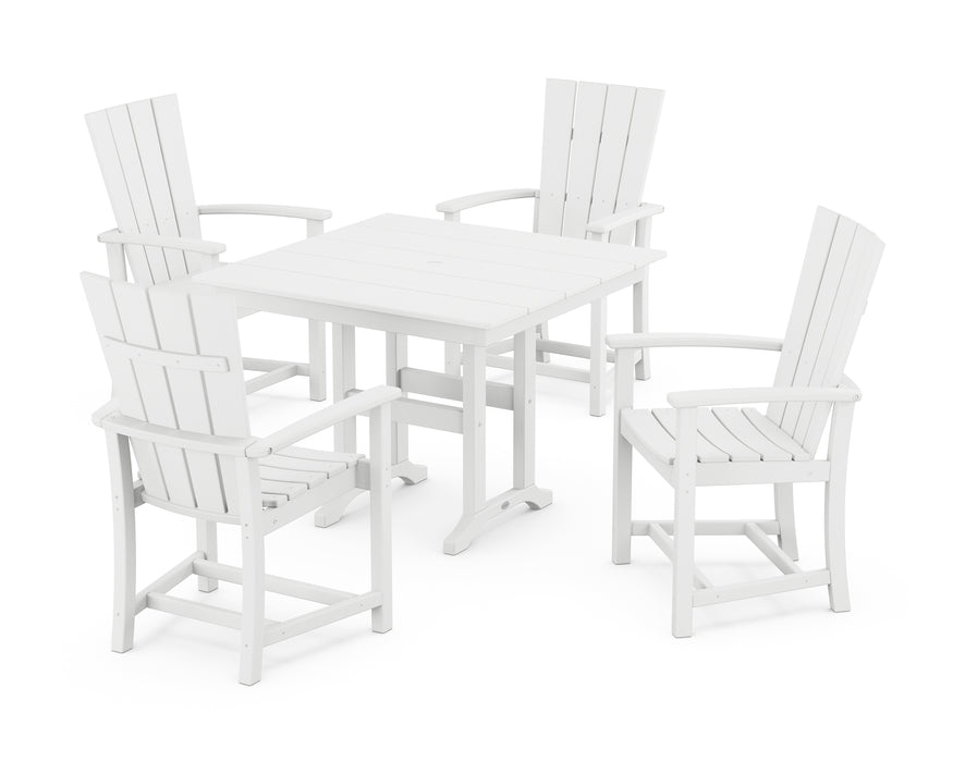 POLYWOOD Quattro 5-Piece Farmhouse Dining Set in White