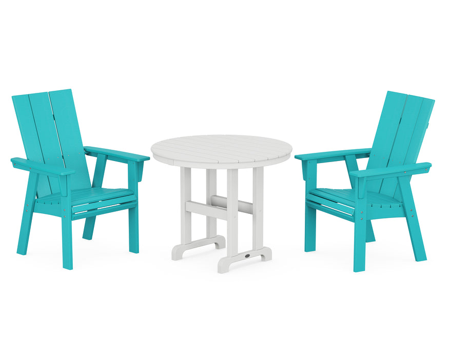 POLYWOOD Modern Adirondack 3-Piece Round Dining Set in Aruba